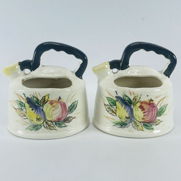 Shafford Ware Ceramic Tea Kettle Wall Pockets Planter Japan MCM Fruit VTG Pear - Picture 1 of 12